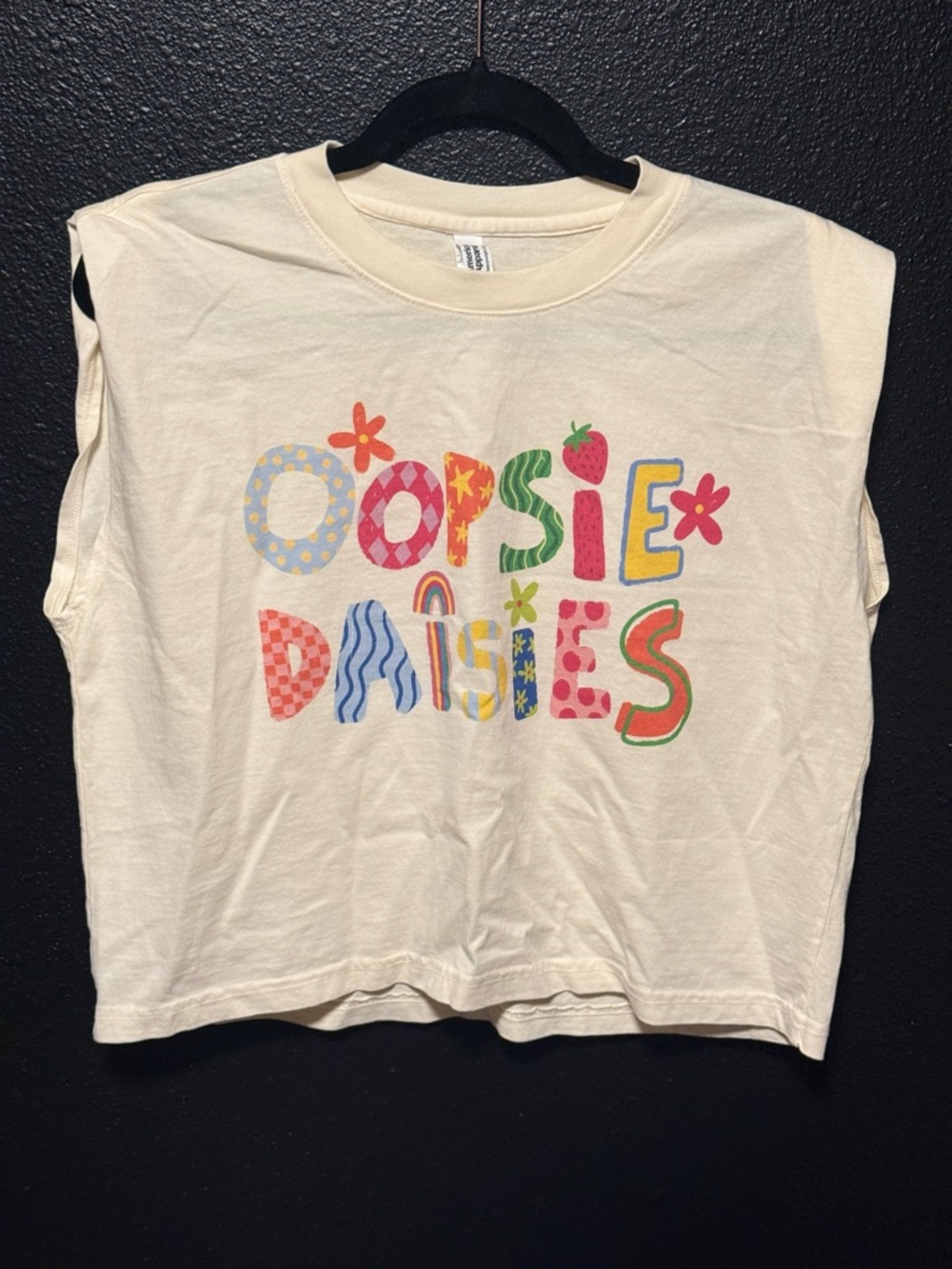 American Apparel Cream Kids Tee with Multicolor 'Oopsie Daisies' Graphic
